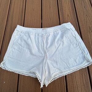 LOFT White High Waist Women's Shorts with Crochet Detail